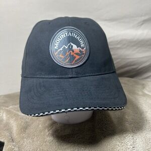 Mountainaire Headmost Black Hat Mountain Patch Checkered Brim Adjustable Cap